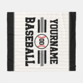 Gepersonaliseerde Retro Baseball Speler NAAM Team Fleece Deken (Voorkant (Horizontaal))