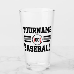 Gepersonaliseerde Retro Baseball Speler NAAM Team Glas