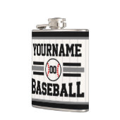Gepersonaliseerde Retro Baseball Speler NAAM Team Heupfles (Links)