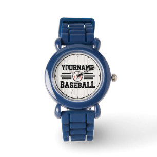 Gepersonaliseerde Retro Baseball Speler NAAM Team Horloge