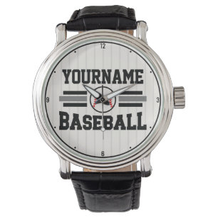 Gepersonaliseerde Retro Baseball Speler NAAM Team Horloge