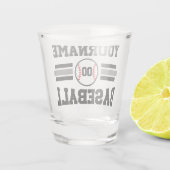 Gepersonaliseerde Retro Baseball Speler NAAM Team Shot Glas (Achterkant)