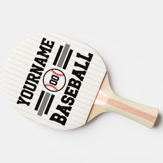 Gepersonaliseerde Retro Baseball Speler NAAM Team Tafeltennisbatje (Zijkant)