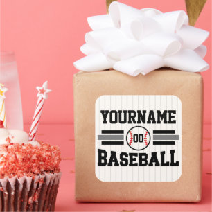 Gepersonaliseerde Retro Baseball Speler NAAM Team Vierkante Sticker