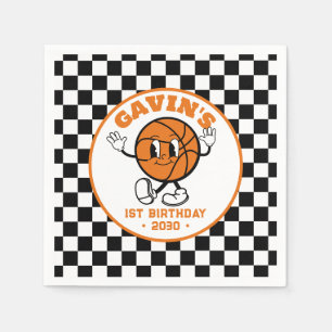 Gepersonaliseerde Retro Basketbal Verjaardagsfeest Servet