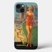 Gepersonaliseerde Retro Beach Scene Case-Mate iPhone Case (Achterkant)