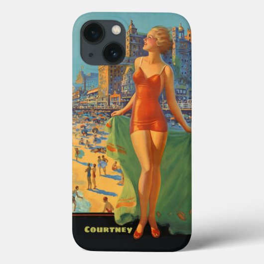 Gepersonaliseerde Retro Beach Scene Case-Mate iPhone Case (Achterkant)
