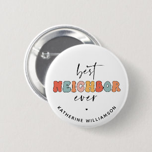 Gepersonaliseerde Retro Beste Buurman ooit Schatti Ronde Button 5,7 Cm
