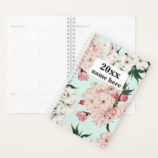 Gepersonaliseerde Retro Bloemenplanner Planner (Display)