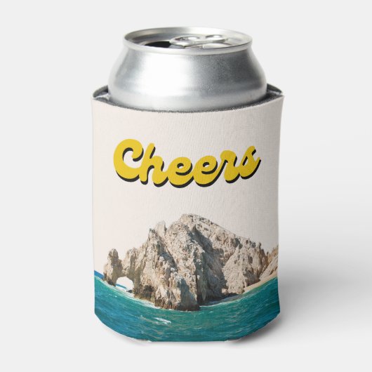 Gepersonaliseerde Retro Cabo bruiloft Proost Koelb Blikjeskoeler (Blikje Voorkant)