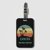 Gepersonaliseerde Retro Cancun Beach Bagagelabel (Voorkant (verticaal))