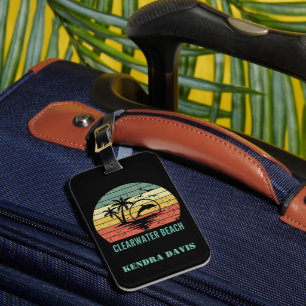 Gepersonaliseerde Retro Clearwater Beach Souvenir Bagagelabel