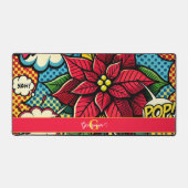 Gepersonaliseerde Retro Comic Book Pop Art Poinset Bureaumat (Voorkant)