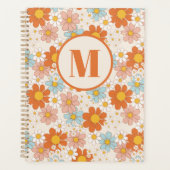 Gepersonaliseerde Retro Daisy Floral Monogram Plan Planner (Voorkant)