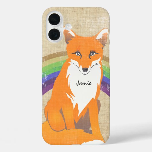 Gepersonaliseerde Retro Fox Art bedrukt linnen Case-Mate iPhone Case (Achterkant)
