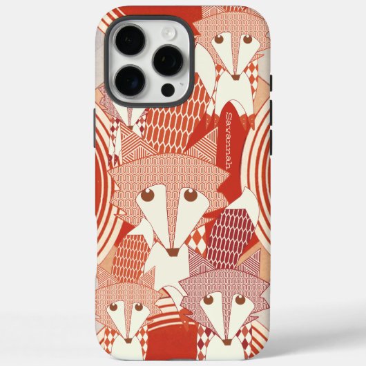 Gepersonaliseerde Retro Fox Art Red Retro iPhone 5 Case-Mate iPhone Case (Achterkant)