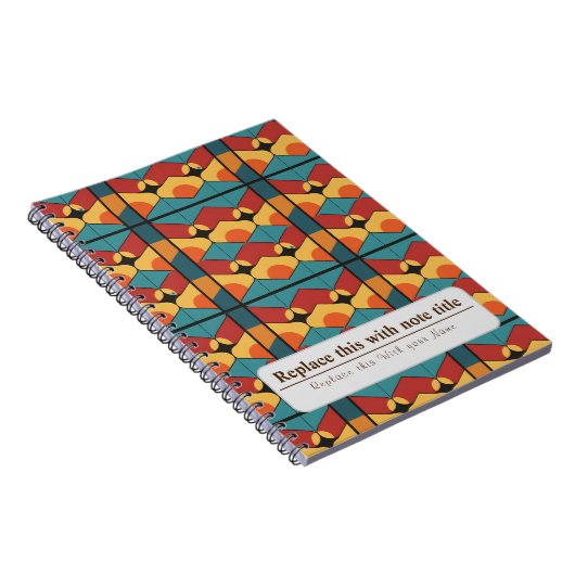 Gepersonaliseerde Retro Funky Sinaasappel-Blauwgro Notitieboek (Rechterzijde)