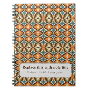 Gepersonaliseerde retro funky Sinaasappel-bruin Notitieboek