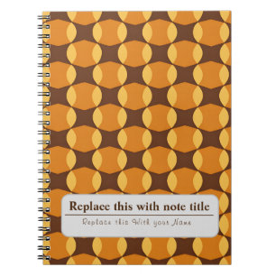Gepersonaliseerde retro funky Sinaasappel-bruin Notitieboek