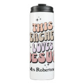 Gepersonaliseerde retro geloof leraar waardering thermosbeker (Voorkant)