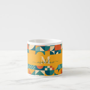 Gepersonaliseerde Retro Geometrische Kleurrijk Espresso Kop
