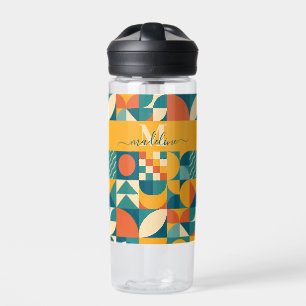 Gepersonaliseerde Retro Geometrische Kleurrijk Waterfles