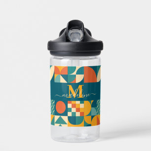 Gepersonaliseerde Retro Geometrische Kleurrijk Waterfles