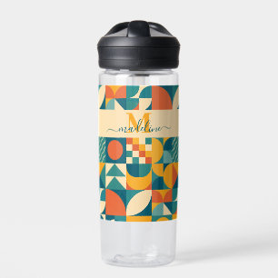 Gepersonaliseerde Retro Geometrische Kleurrijk Waterfles