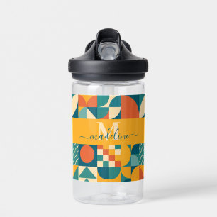 Gepersonaliseerde Retro Geometrische Kleurrijk Waterfles