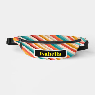 Gepersonaliseerde Retro Gestreepte Heuptas Kleur Heuptasje