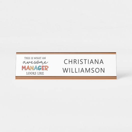 Gepersonaliseerde Retro Geweldige Manager Funny Bureau Naambordje (Voorkant)