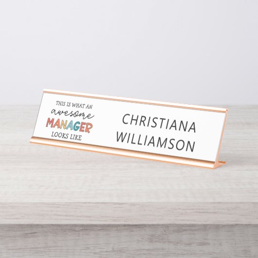 Gepersonaliseerde Retro Geweldige Manager Funny Bureau Naambordje (Voorkant)