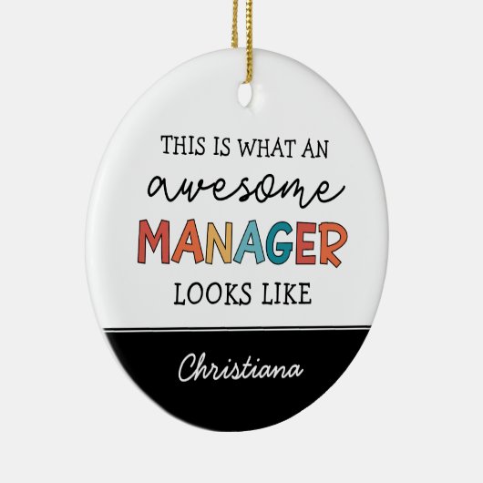 Gepersonaliseerde Retro Geweldige Manager Funny Keramisch Ornament (Rechts)
