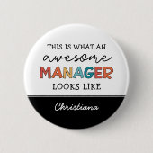 Gepersonaliseerde Retro Geweldige Manager Funny Ronde Button 5,7 Cm (Voorkant)
