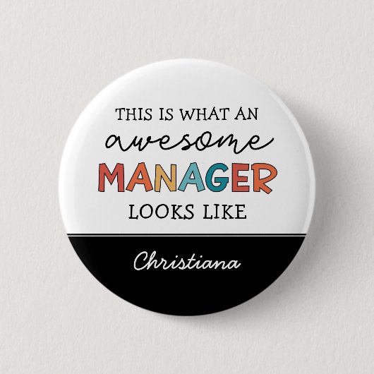 Gepersonaliseerde Retro Geweldige Manager Funny Ronde Button 5,7 Cm (Voorkant)