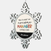 Gepersonaliseerde Retro Geweldige Manager Funny Tin Sneeuwvlok Ornament (Rechts)