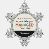 Gepersonaliseerde Retro Geweldige Manager Funny Tin Sneeuwvlok Ornament (Voorkant)
