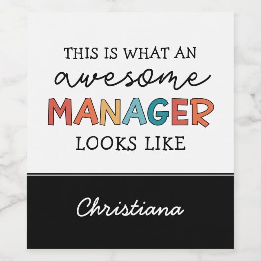 Gepersonaliseerde Retro Geweldige Manager Funny Wijn Etiket (Enkel label)