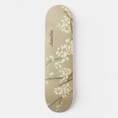 Gepersonaliseerde Retro Girly Witte Bloemen Skateb Skateboard (Voorkant)