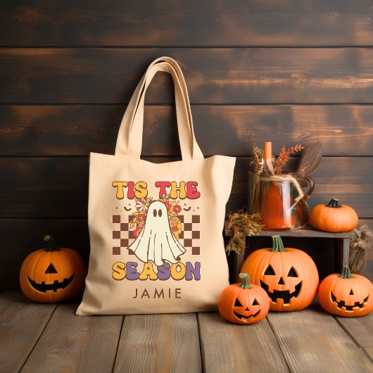 Gepersonaliseerde Retro Groovy Halloween Tote Bag