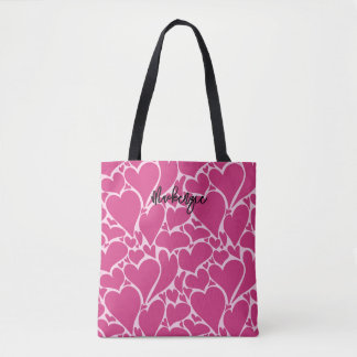Gepersonaliseerde Retro Hearts Coquette patroon ro Draagtas