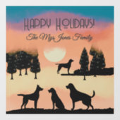 Gepersonaliseerde retro honden in zwarte bomen raamsticker (Vel)