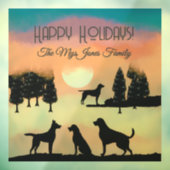 Gepersonaliseerde retro honden in zwarte bomen raamsticker (Vel 3)