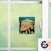 Gepersonaliseerde retro honden in zwarte bomen raamsticker (Huis)