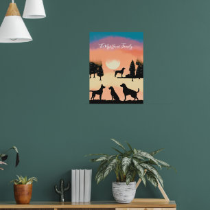 Gepersonaliseerde Retro Honden in Zwarte Vakantie  Poster