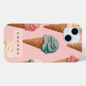 Gepersonaliseerde Retro Ice Cream Cone Pattern Case-Mate iPhone Case (Achterkant (horizontaal))