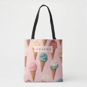 Gepersonaliseerde Retro  Ice Cream Cone Pattern Draagtas (Voorkant)