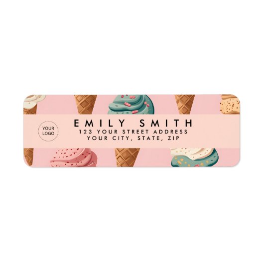 Gepersonaliseerde Retro Ice Cream Cone Pattern Etiket (Voorkant)