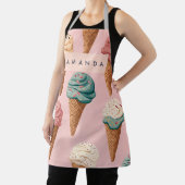 Gepersonaliseerde Retro Ice Cream Cone Pattern Schort (Insitu)
