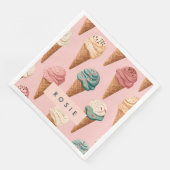 Gepersonaliseerde Retro Ice Cream Cone Pattern Servet (Hoek)
